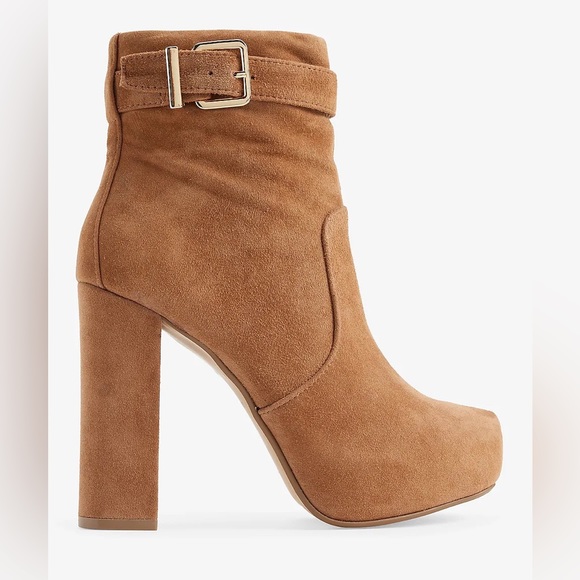 NWT Express Genuine Suede Platform Buckle Boots